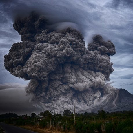 A volcanic ash cloud following the eruption from Mt Sinabung in Indonesia.